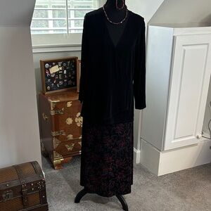 Chico's Black Wrap Dress with Red Beaded Necklace